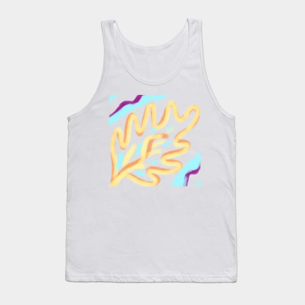 Yellow orange pink blue watercolor leaf art Tank Top by Artistic_st